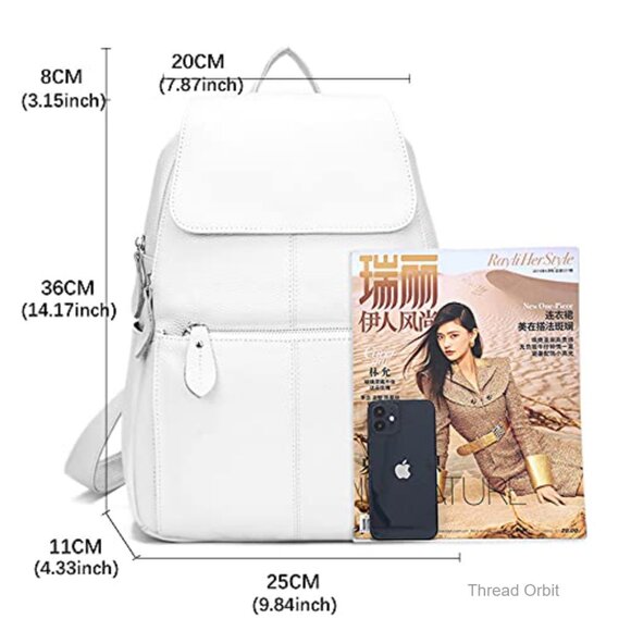 Genuine Leather Women\'s Backpack Travel Daypack Adjustable Straps 5 Pockets main image 4